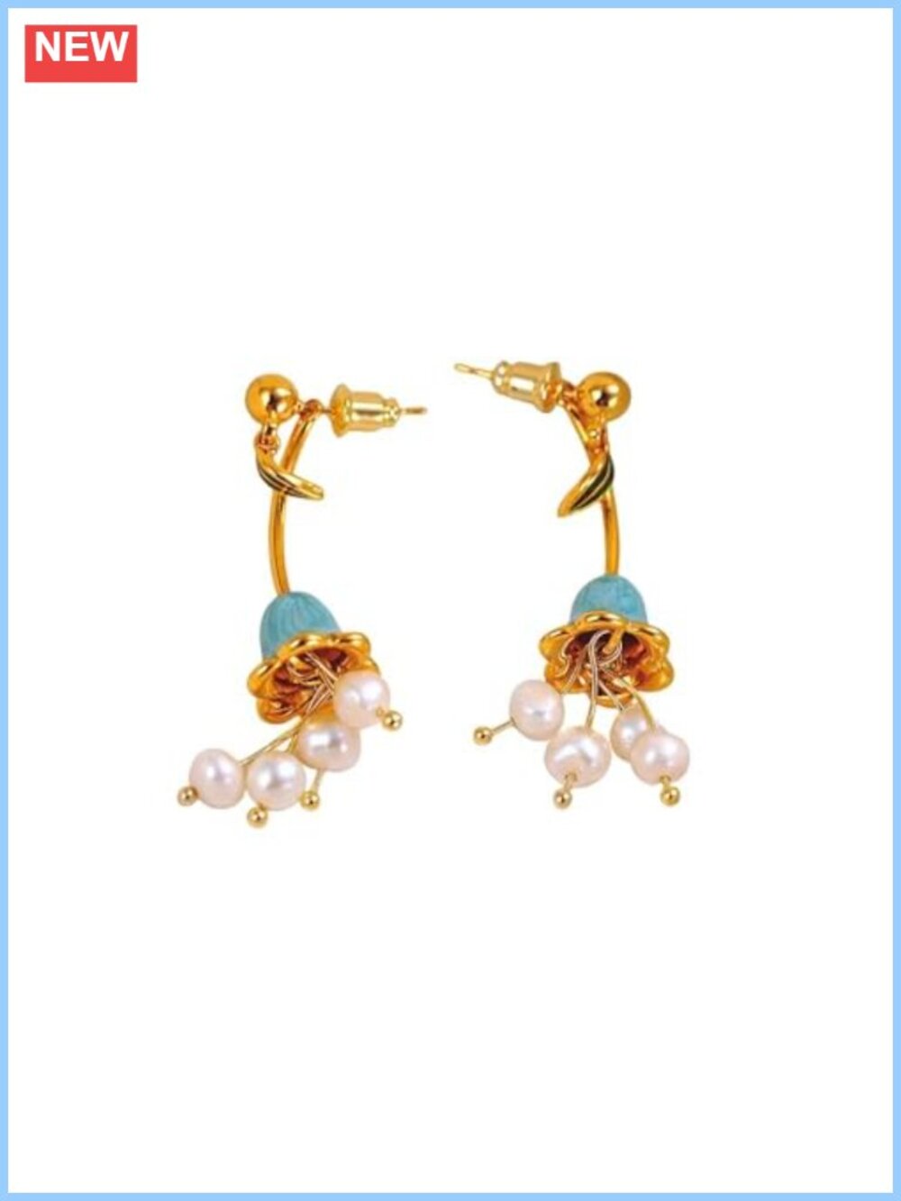18K Gold Plated Baroque Pearl Drop Earrings Sterling Silver Dangle